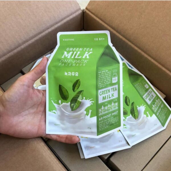 Молочная тканевая маска Apieu Green Tea milk One-pack Facemask