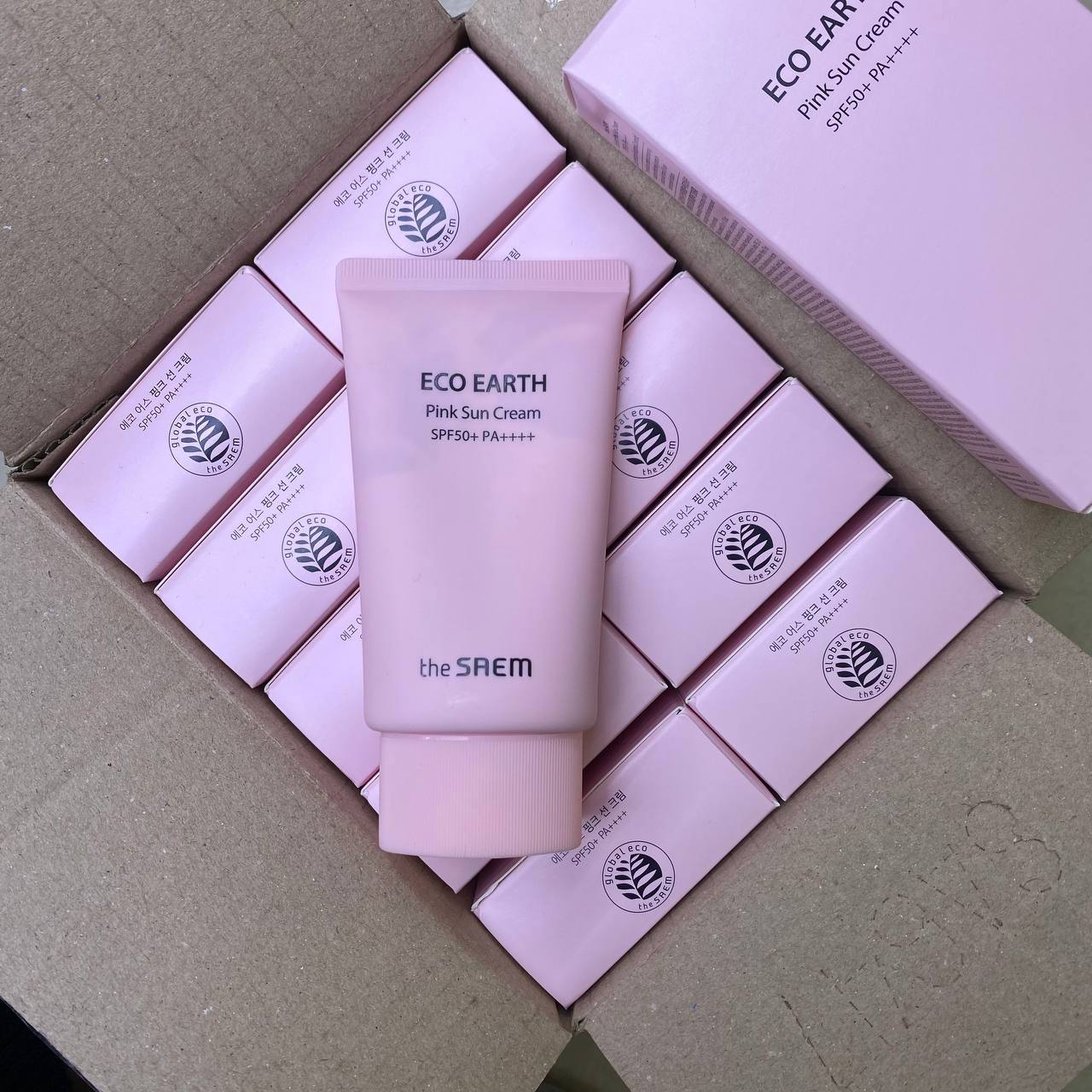 Солнцезащитный крем для проблемной кожи The Saem Sun Eco Earth Pink Sun Cream SPF50+ PA++++